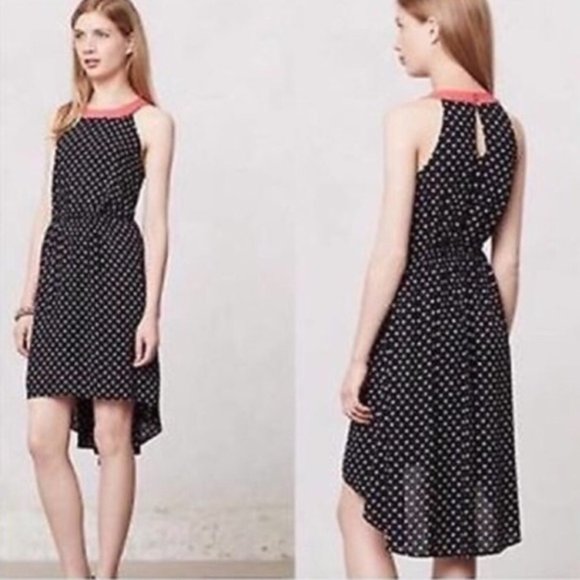 Anthropologie Dresses & Skirts - Lilka Anthropologie Black Lark Polka Dot Hi Lo Dress Size L